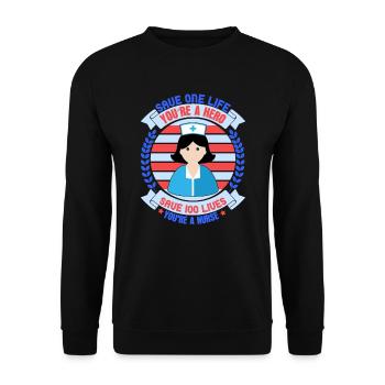 KRANKENSCHWESTER Hero Nurse - Unisex Sweatshirt - black - Front - Alina (178cm) & Michal (187cm)