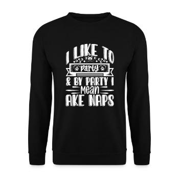 J’aime la fête avec la fête, je veux dire la sieste - Sweat-shirt Unisexe - noir - Devant - Alina (178cm) & Michal (187cm)