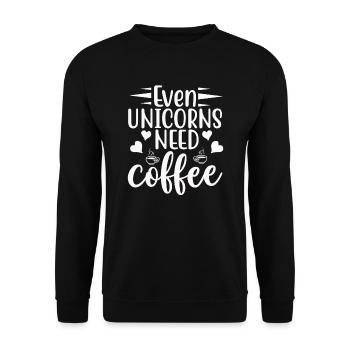 Auch Einhörner brauchen Kaffee Unicorn - Unisex Pullover - Schwarz - Vorne - Alina (178cm) & Michal (187cm)