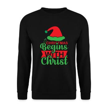 Christmas begins with Christ Norwegian pattern - Unisex Sweatshirt - black - Front - Alina (178cm) & Michal (187cm)