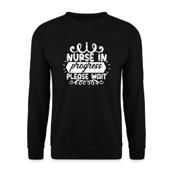 Krankenschwester in Ausbildung bitte warten - Unisex Pullover - Schwarz - Vorne - Alina (178cm) & Michal (187cm)