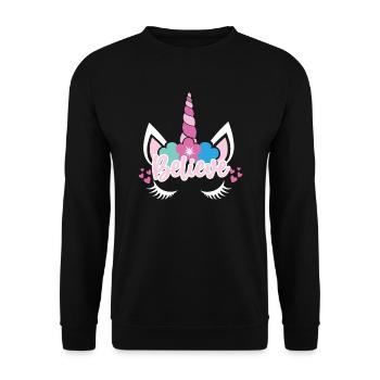 Croyance en la licorne Licorne - Sweat-shirt Unisexe - noir - Devant - Alina (178cm) & Michal (187cm)