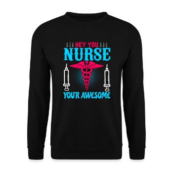 Hey you nurse, you're great - Unisex Sweatshirt - black - Front - Alina (178cm) & Michal (187cm)