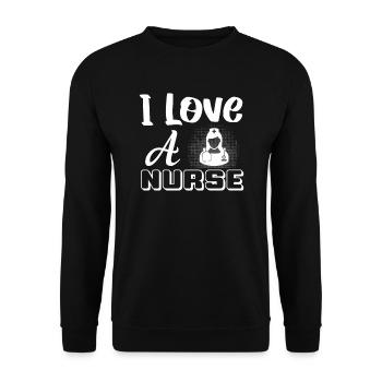 J’aime une infirmière - Sweat-shirt Unisexe - noir - Devant - Alina (178cm) & Michal (187cm)
