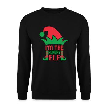 Drôle je suis l’elfe affamé Design de Noël - Sweat-shirt Unisexe - noir - Devant - Alina (178cm) & Michal (187cm)