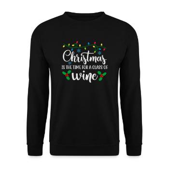 Ugly Christmas Christmas is the time for wine - Unisex Sweatshirt - black - Front - Alina (178cm) & Michal (187cm)