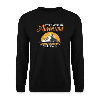 Jeder Tag ist ein Abenteuer Wandershirt - Unisex Pullover - Schwarz - Vorne - Alina (178cm) & Michal (187cm)