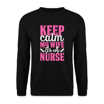Keep calm my wife is a nurse - Unisex Sweatshirt - black - Front - Alina (178cm) & Michal (187cm)