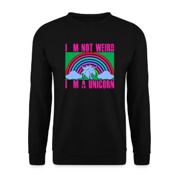 I'M NOT WEIRD, I'M A UNICORN Unicorn - Unisex Sweatshirt - black - Front - Alina (178cm) & Michal (187cm)