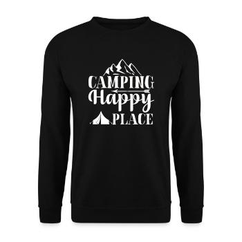 Camping Happy Place Hiking Shirt - Unisex Sweatshirt - black - Front - Alina (178cm) & Michal (187cm)
