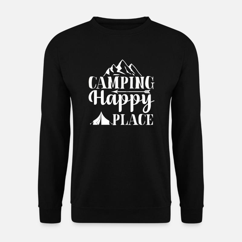 Camping Happy Place Wandershirt - Unisex Pullover - Schwarz