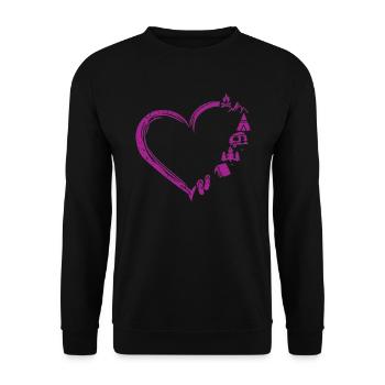Camping Herz Natur Outdoor Berge - Unisex Pullover - Schwarz - Vorne - Alina (178cm) & Michal (187cm)