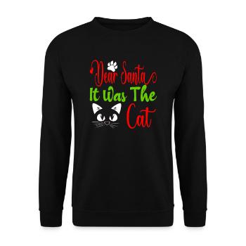 Lieber Weihnachtsmann es war die Katze - Unisex Pullover - Schwarz - Vorne - Alina (178cm) & Michal (187cm)