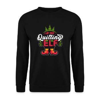 Ich bin die Quilting-Elfe Ugly Christmas Sweater - Unisex Pullover - Schwarz - Vorne - Alina (178cm) & Michal (187cm)