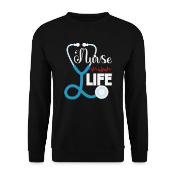 Nurse Life - Unisex Sweatshirt - black - Front - Alina (178cm) & Michal (187cm)