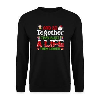 Weihnachten gemeinsames Leben Ugly Christmas - Unisex Pullover - Schwarz - Vorne - Alina (178cm) & Michal (187cm)