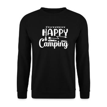 Glücklich campen Wandershirt - Unisex Pullover - Schwarz - Vorne - Alina (178cm) & Michal (187cm)