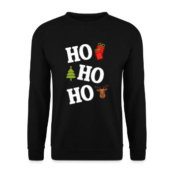 Ho ho ho Ugly Christmas Sweater - Unisex Pullover - Schwarz - Vorne - Alina (178cm) & Michal (187cm)