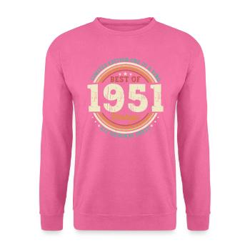 Vintage 1951 Vintage Retro 72 Birthday Gift - Unisex Sweatshirt - pink - Front