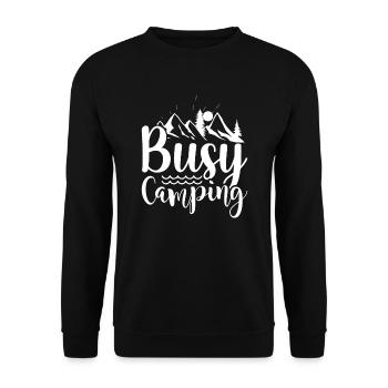 Fleißig campen Wandershirt - Unisex Pullover - Schwarz - Vorne - Alina (178cm) & Michal (187cm)