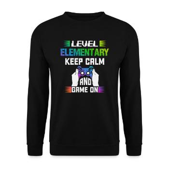 Level ELEMENTARY keep calm and game on - Unisex Sweatshirt - black - Front - Alina (178cm) & Michal (187cm)