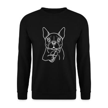 Français Bouledogue - Sweat-shirt Unisexe - noir - Devant - Alina (178cm) & Michal (187cm)