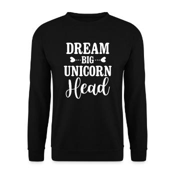 Dream Big Einhorn Unicorn - Unisex Sweatshirt - black - Front - Alina (178cm) & Michal (187cm)
