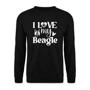 Ich liebe meinen Beagle - Unisex Pullover - Schwarz - Vorne - Alina (178cm) & Michal (187cm)