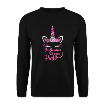 Im Oktober tragen wir Rosa - Unisex Pullover - Schwarz - Vorne - Alina (178cm) & Michal (187cm)