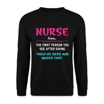 Funny nurse - Unisex Sweatshirt - black - Front - Alina (178cm) & Michal (187cm)