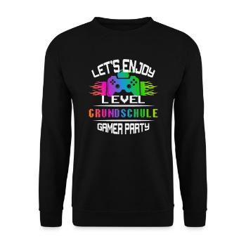 Level PRIMARY SCHOOL keep calm and game on - Unisex Sweatshirt - black - Front - Alina (178cm) & Michal (187cm)