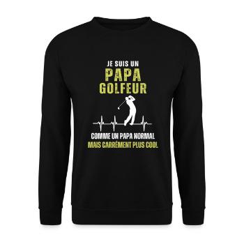 Je suis un Papa Golfeur Cadeau Humour Golf - Sweat-shirt Unisexe - noir - Devant - Alina (178cm) & Michal (187cm)