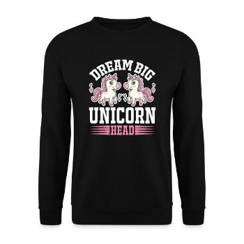 Dreams big little unicorn unicorn - Unisex Sweatshirt - black - Front - Alina (178cm) & Michal (187cm)