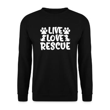 Live Love Rescue - Unisex Pullover - Schwarz - Vorne - Alina (178cm) & Michal (187cm)