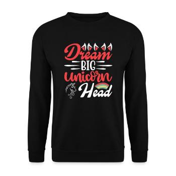 Dreams big little unicorn unicorn - Unisex Sweatshirt - black - Front - Alina (178cm) & Michal (187cm)
