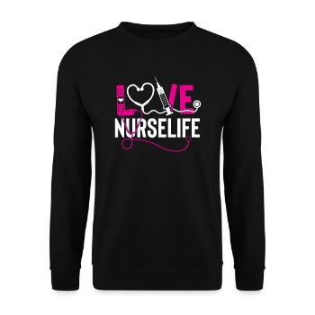 Dear Nurse - Unisex Sweatshirt - black - Front - Alina (178cm) & Michal (187cm)