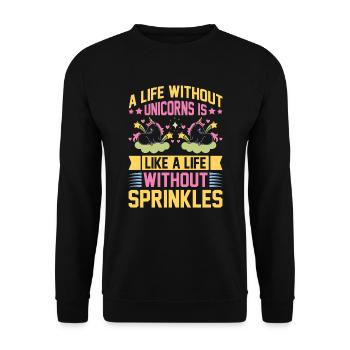 Einhorn life without unicorn life without sparkles - Unisex Pullover - Schwarz - Vorne - Alina (178cm) & Michal (187cm)