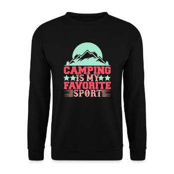 Camping is my favorite sport Nature Outdoor Mountain - Unisex Sweatshirt - black - Front - Alina (178cm) & Michal (187cm)