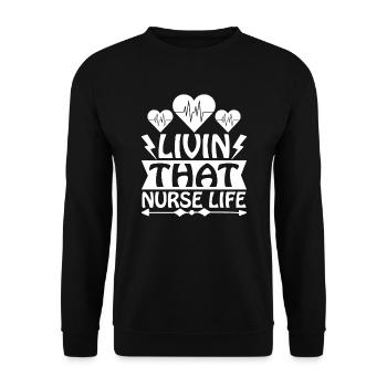 Livin that nurse life - Unisex Pullover - Schwarz - Vorne - Alina (178cm) & Michal (187cm)