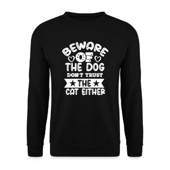 Beware of the dog, do not trust the cat - Unisex Sweatshirt - black - Front - Alina (178cm) & Michal (187cm)