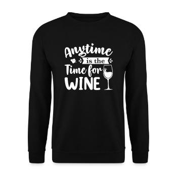 N’importe quand est un bon moment pour le vin - Sweat-shirt Unisexe - noir - Devant - Alina (178cm) & Michal (187cm)