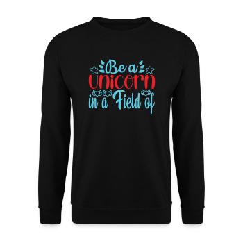 Sei ein Einhorn auf einer Pferdewiese Unicorn - Unisex Pullover - Schwarz - Vorne - Alina (178cm) & Michal (187cm)
