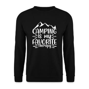 Camping is my favorite therapy - Unisex Sweatshirt - black - Front - Alina (178cm) & Michal (187cm)