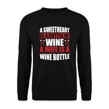 Une chérie, une bouteille de vin - Sweat-shirt Unisexe - noir - Devant - Alina (178cm) & Michal (187cm)