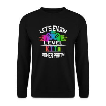 Level KITA keep calm and game on - Unisex Sweatshirt - black - Front - Alina (178cm) & Michal (187cm)