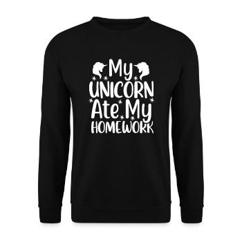 MA LICORNE A MANGÉ MES DEVOIRS - Sweat-shirt Unisexe - noir - Devant - Alina (178cm) & Michal (187cm)