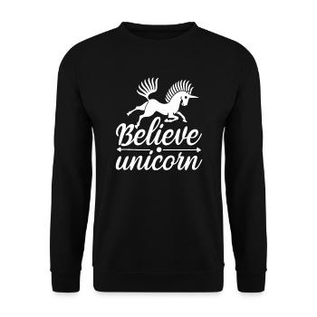 Croyance en la licorne Licorne - Sweat-shirt Unisexe - noir - Devant - Alina (178cm) & Michal (187cm)