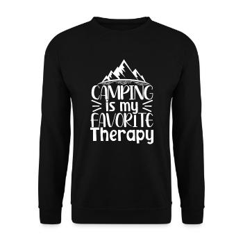 Camping ist meine Lieblingstherapie Wandern - Unisex Pullover - Schwarz - Vorne - Alina (178cm) & Michal (187cm)