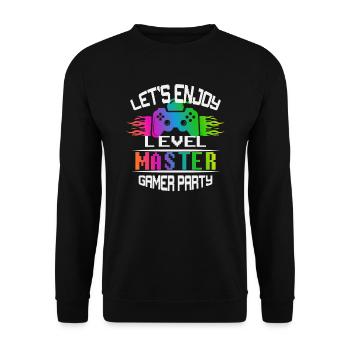 Level MASTER keep calm and game on - Unisex Pullover - Schwarz - Vorne - Alina (178cm) & Michal (187cm)