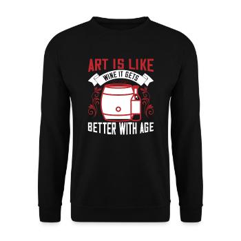 Kunst ist wie Wein - Unisex Pullover - Schwarz - Vorne - Alina (178cm) & Michal (187cm)